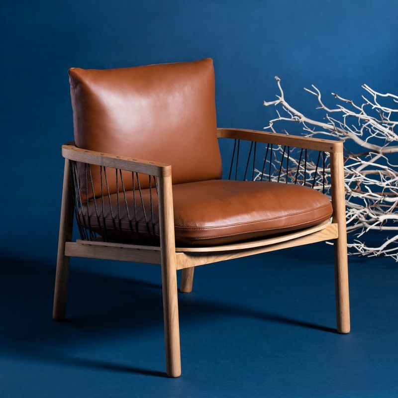 Caramel Midcentury Leathe Chai - Brown - Safavieh