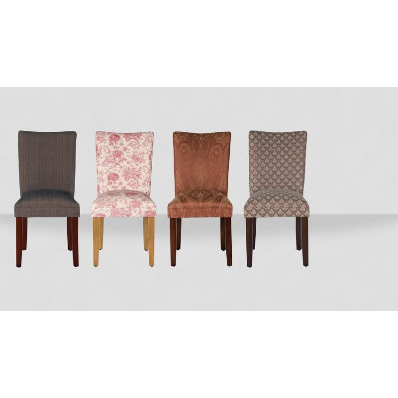 Parsons Dining Chair Blue/Brown Damask - HomePop: Cherry Wood Finish, Accent Armless Chair