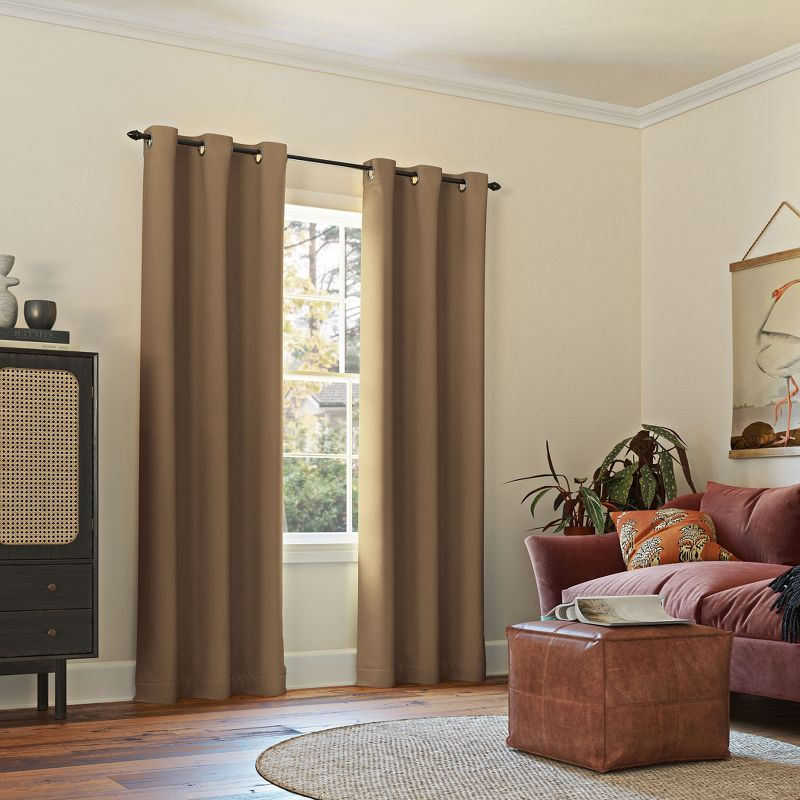 40"x95" Sun Zero Blackout Kenneth Energy Saving Grommet Curtain Panel Barley: Modern Thermal Insulated, Noise Reduction