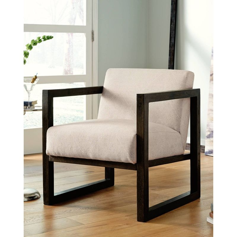 Signature Design by Ashley Alarick Accent Chair Cream: Upholstered Wooden Legs, Vintage Style