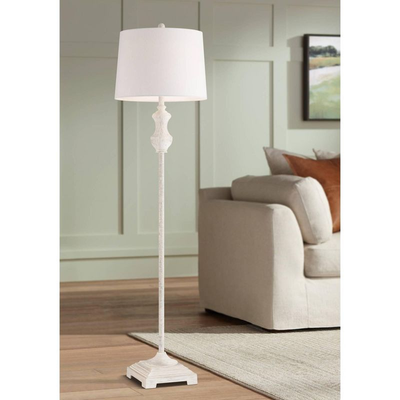 Barnes and Ivy Verona Traditional Shabby Chic 61 1/2" Tall Standing Floor Lamp Skinny Vintage White Living Room Bedroom House Reading Office