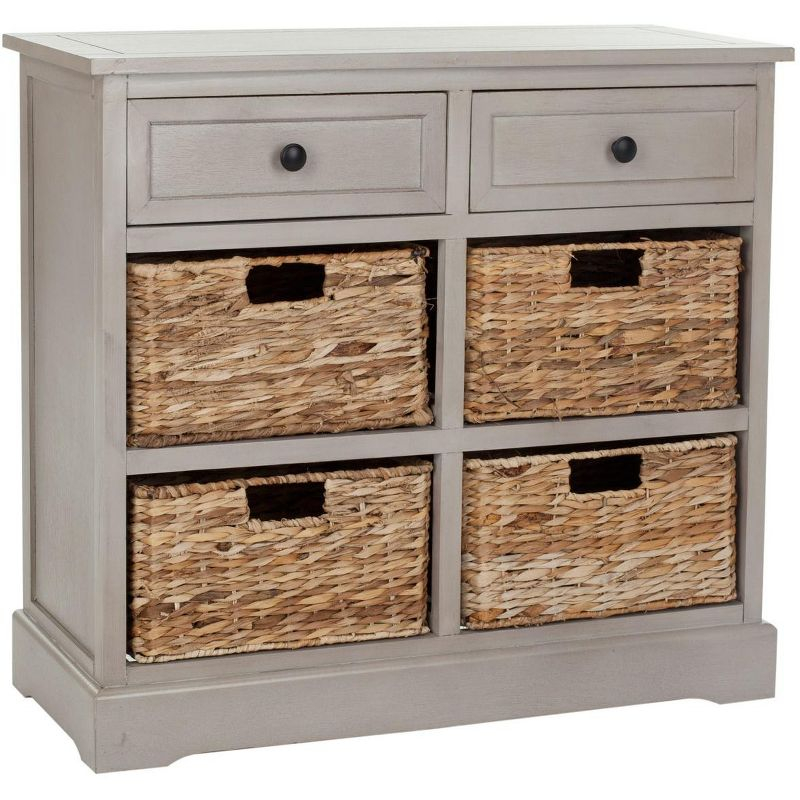 Herman Storage Unit with Wicker Baskets - Vintage Grey - Safavieh.