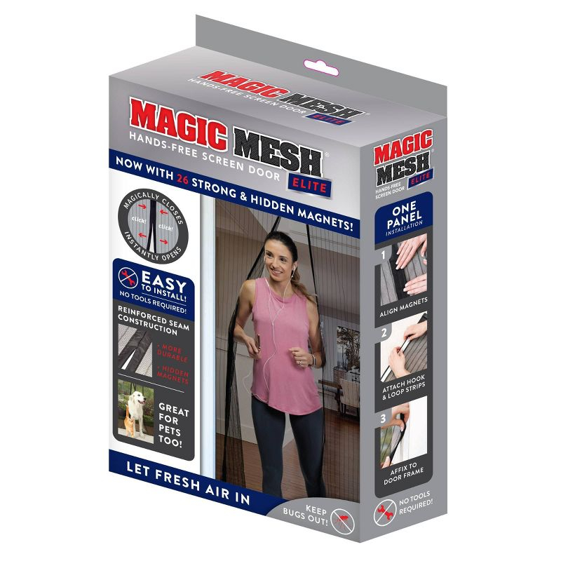 MAGIC MESH Screened Shelters Elite: Magnetic Doorway Screen, Polyester Canopy, Black, Easy Setup, 1 Door