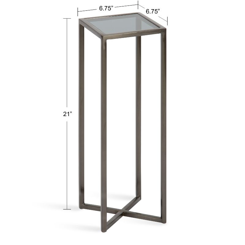 Kate and Laurel Jaspur Square Metal Drink Table, 7x7x21, Pewter