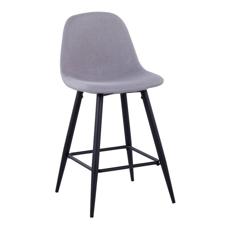 Set of 2 Pebble Counter Height Barstools Black/Light Gray - LumiSource: Upholstered Metal Frame, 250lb Capacity