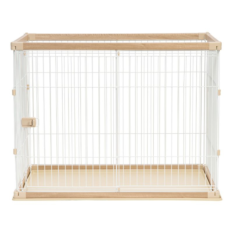 IRIS USA Extra Tall Open Pet Playpen, Crate, Light Brown/White