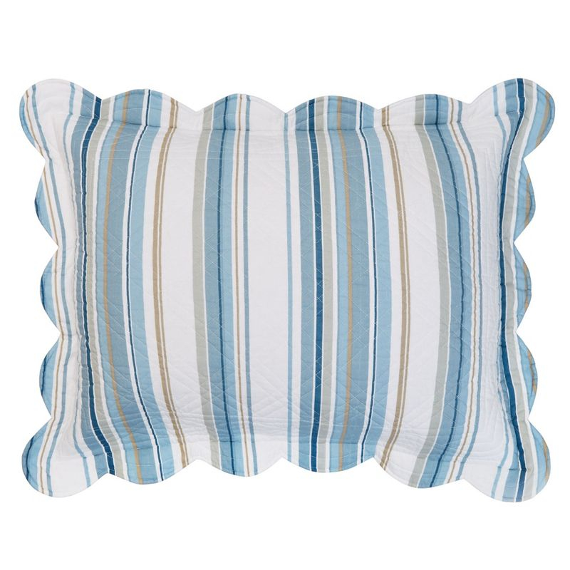BrylaneHome Florence Sham - King, Blue Stripe