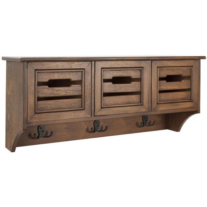 Leon Hanging 3 Drawer Wall Rack - Honey - Safavieh