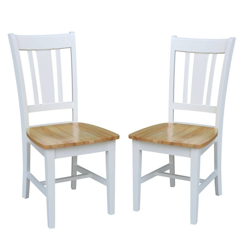 Set of 2 San Remo Splatback Dining Chairs White/Natural - International Concepts: Hardwood Frame, Armless Design