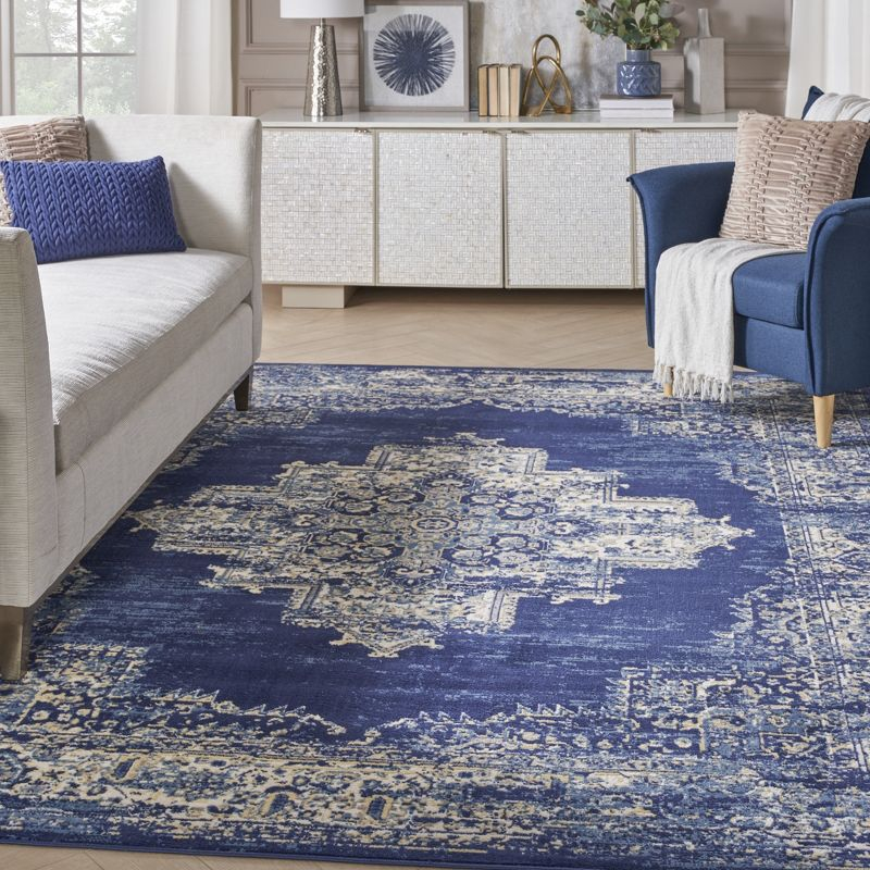 Nourison Grafix GRF14 Navy Blue Area Rug 7'10" x 9'10"