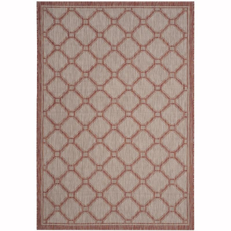 Courtyard CY8474 Power Loomed Indoor/Outdoor Area Rug - Red/Beige - 6'7"x9'6" - Safavieh.