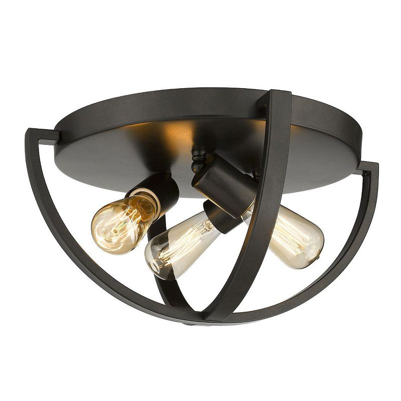 Golden Lighting Colson 3-Light Flush Mount in Etruscan Bronze