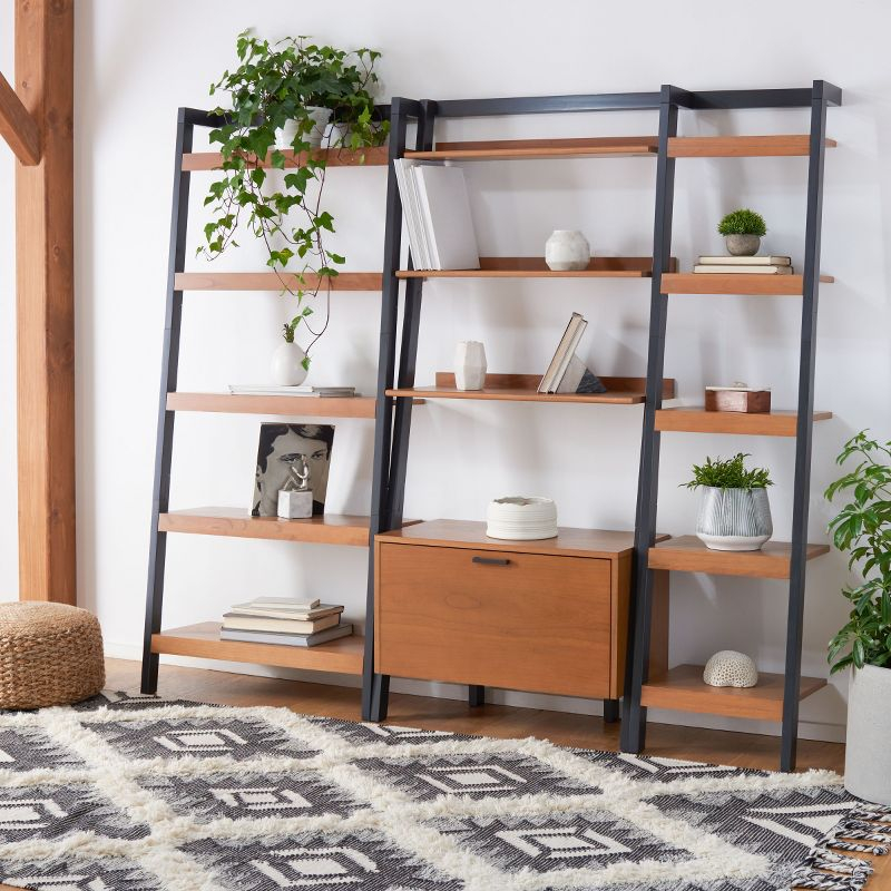 Yassi 5 Tier Leaning Etagere - ETG9403 - Natural/Charcoal - Safavieh