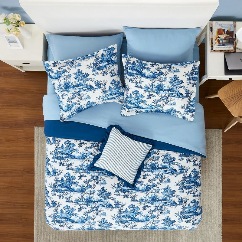 Modern Threads 8-Piece Shaya Toile Floral Reversible Bed in a Bag , King
