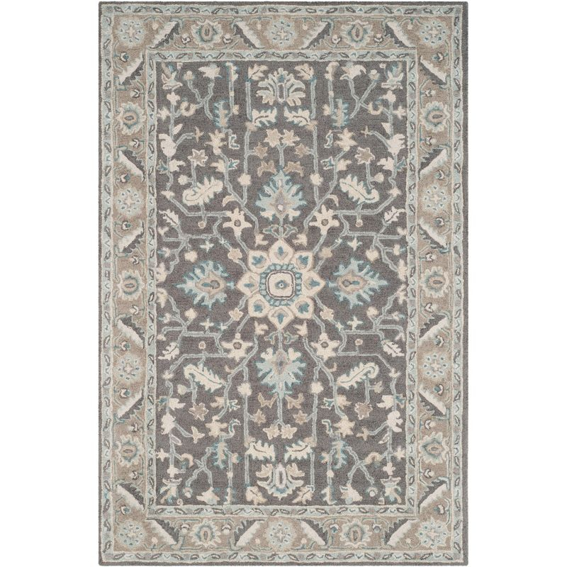Blossom BLM217 Hand Tufted Accent Rug - Dark Grey/Light Brown - 2'x3' - Safavieh.