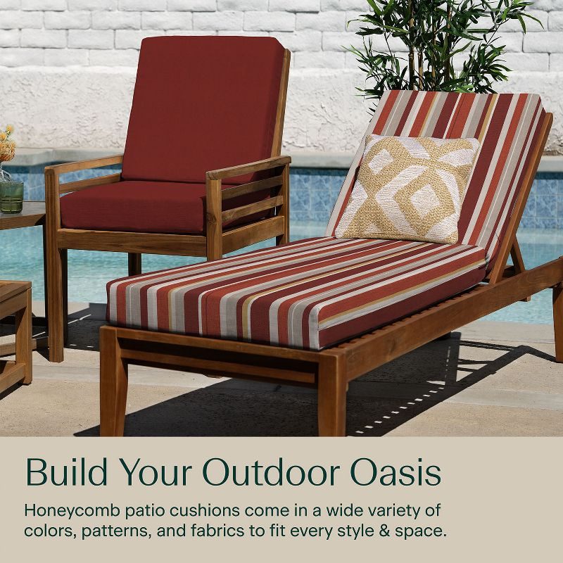 Honeycomb Outdoor Chaise Lounge Cushion - Stripe Brick