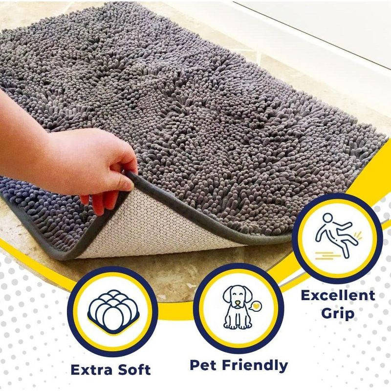 Muddy Mat Highly Absorbent  Soft Chenille Door Mat and Pet Rug Non Slip Thick Washable Mat for Indoor and Outdoor-Seafoam Green Runner 24"x60"