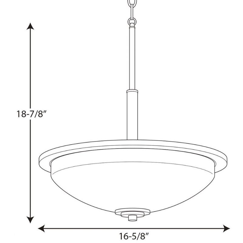 Progress Lighting, Replay Collection, 3-Light Inverted Pendant, Polished Nickel, White Glass Shade