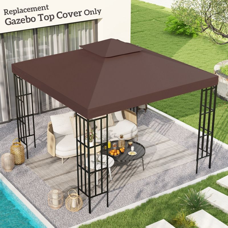 Outsunny Gazebo Replacement Canopy for Model 01 -0153, 2-Tier Top Cover for 9.84' x 9.84' Outdoor Gazebo, Coffee (TOP ONLY)