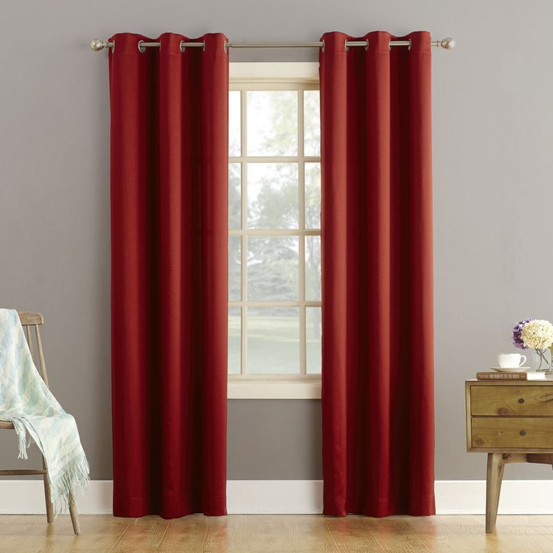 40"x84" Sun Zero Room Darkening Lazlo Grommet Curtain Panel Brick Red: Modern, Energy Efficient, Noise Reduction
