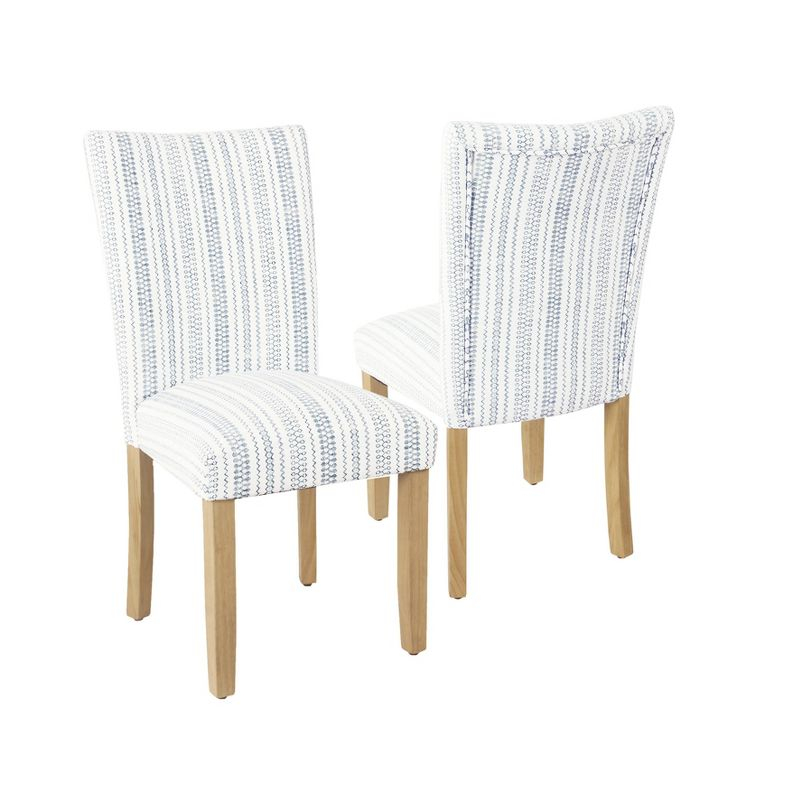 HomePop Set of 2 Parson Dining Chair Blue Farmhouse Stripe: Upholstered, Foam-Filled, Hardwood Frame