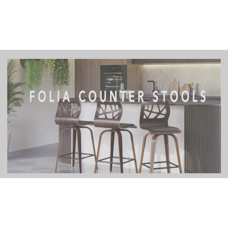 42" Folia Wood Bench Walnut/Charcoal - LumiSource: Entryway, Bedroom Seating, Polyester Upholstery