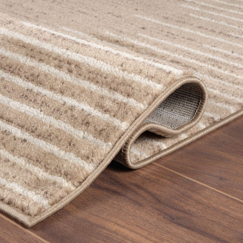 World Rug Gallery Bohemian Stripe Area Rug - BEIGE 5'x7'