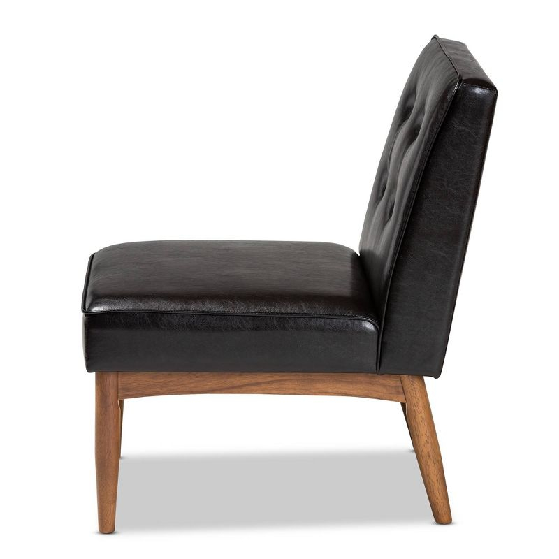 Arvid Faux Leather Upholstered Wood Dining Chair Dark Brown/Walnut - Baxton Studio: Mid-Century Modern, Rubberwood Frame, Polyester Fill