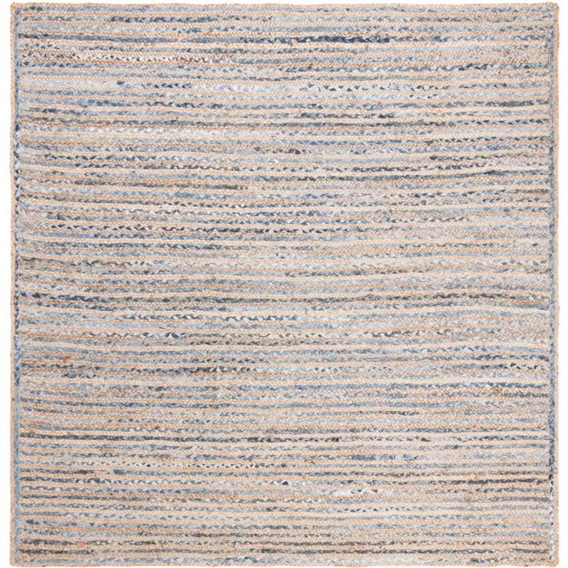 Cape Cod CAP250 Hand Woven Area Rug - Natural/Blue - 6'x6' - Safavieh.