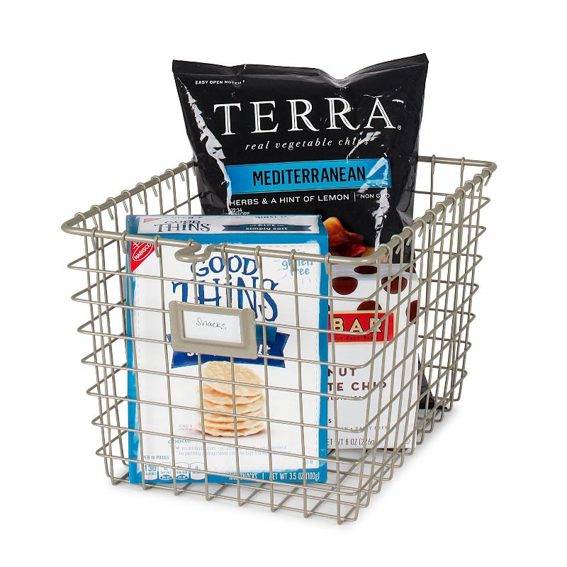 Spectrum Diversified Small Storage Basket Light Silver: Metal Locker Storage & Portable Utility Organizer