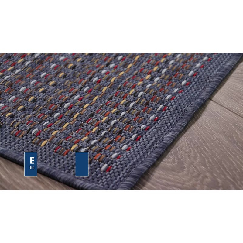 Liora Manne Avena Panel Stripe Indoor/Outdoor Rug Denim 7'10" Square