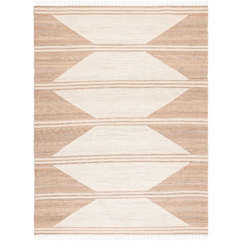 Kilim With Fringes KLM451 Hand Woven Area Rug - Natural/Ivory - 8'x10' - Safavieh