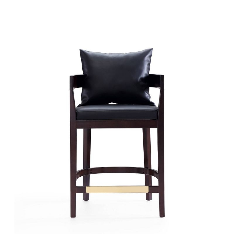 Ritz Beech Wood Counter Height Barstool Black - Manhattan Comfort: Gold Footrest, Upholstered, No Assembly Required