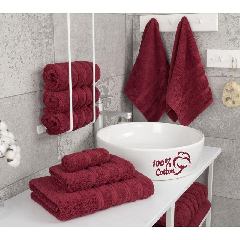 American Soft Linen 6 Piece Towel Set, 100% Cotton Bath Towels for Bathroom, Bordeaux Red