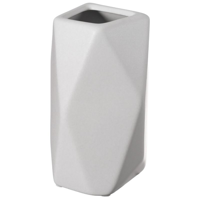 Uniquewise 8" H Decorative Ceramic Multi Paned Vase, Modern Style Centerpiece Table Vase White, Medium