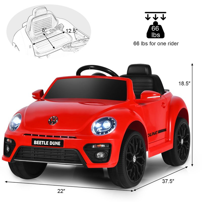 Costway 12V Kids Ride On Car Licensed Volkswagen Beetle with Remote Control & Music Red