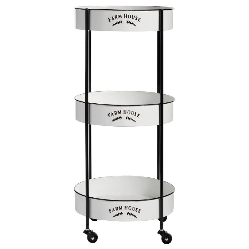 34'' x 16'' Farmhouse Metal Storage Cart White - Olivia & May: Decorative Storage Bins, Tabletop Bin, Adult Assembly Required