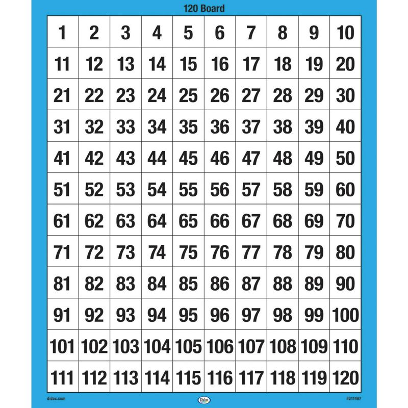 Didax 120 Number Boards, Blank Grids on Reverse Side, 11 x 13 Inches, Pack of 10