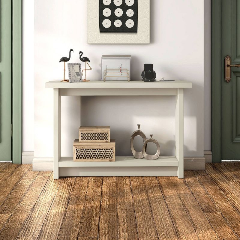 miBasics Nortal 47.24" Console Table Modern 1 Shelf with Usb and Power Ports Soft White