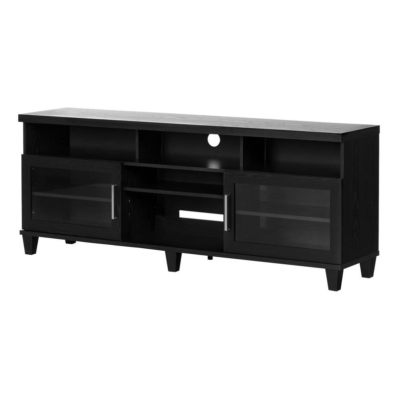 Adrian TV Stand for TVs up to 75'' Black Oak - South Shore: Laminated Particleboard, Metal Hardware, Adjustable Shelves