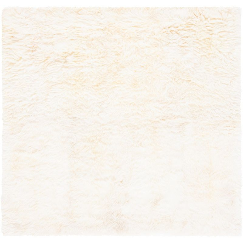Sheep Skin SHS211 Hand Woven Area Rug - Natural/White - 6'x6' - Safavieh.