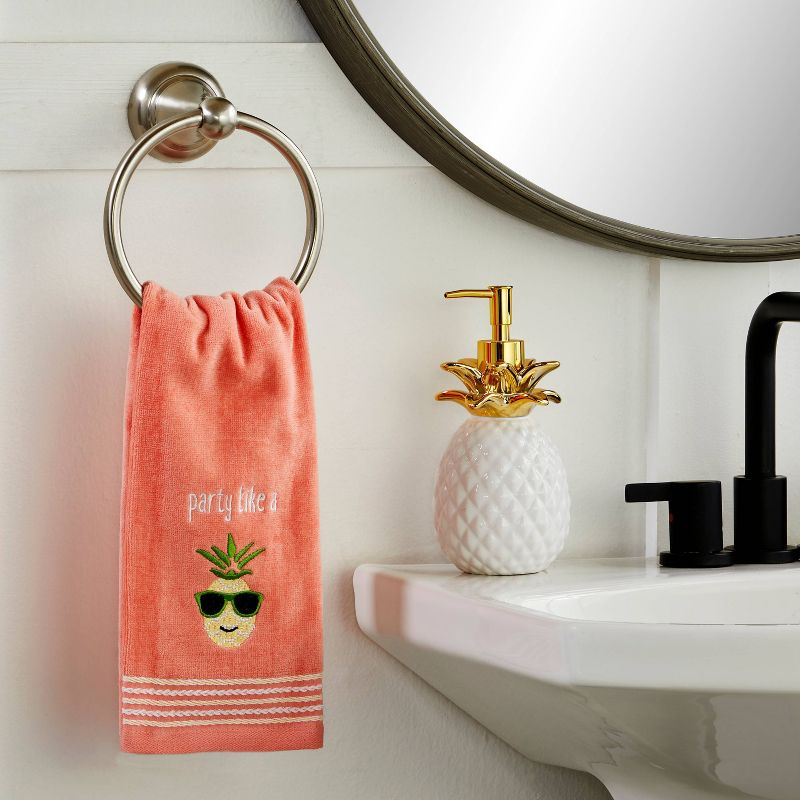 SKL Home 2pc Party Pineapple Hand Towels : Microfiber, Machine Washable, Non-Slip Backing