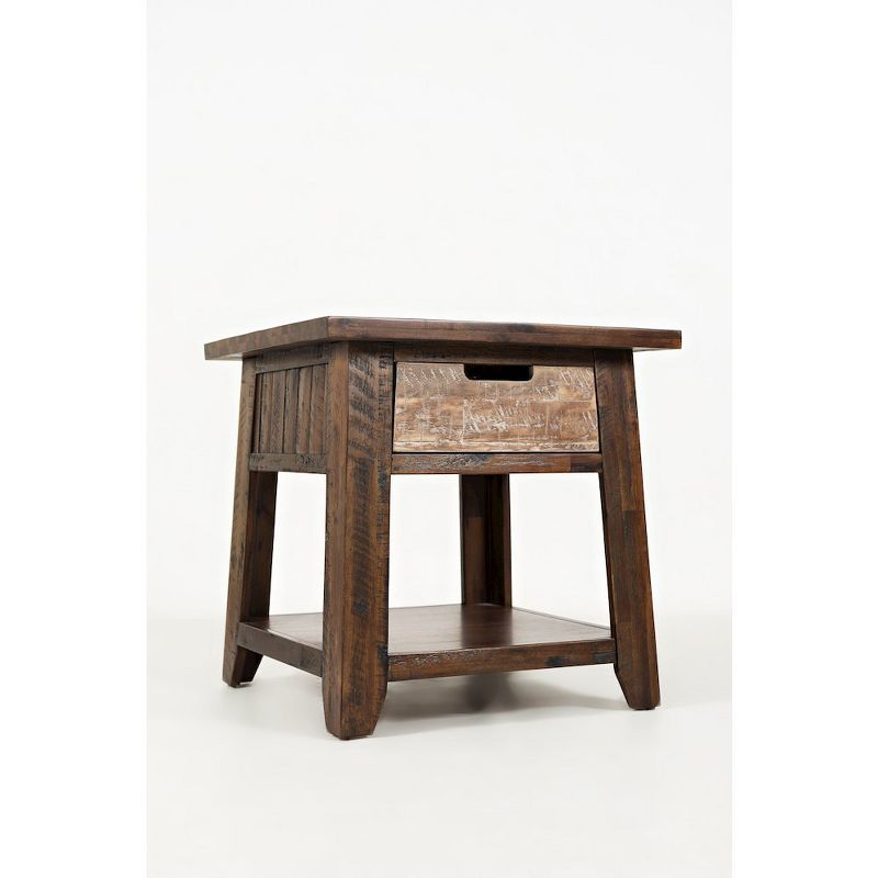 Jofran,Painted Canyon Rustic Solid Acacia End Table