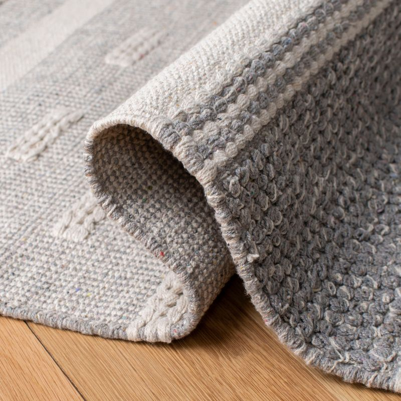 Striped Kilim STK519 Hand Woven Area Rug - Ivory/Grey - 3'x3' - Safavieh.