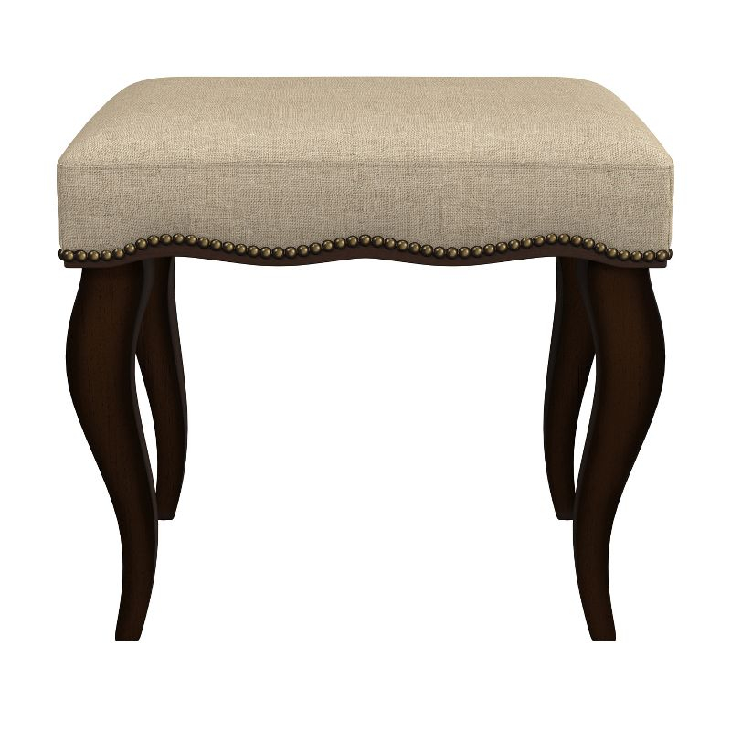 19" Hamilton Backless Upholstered Wood Vanity Stool Burnished Oak/Cream - Hillsdale Furniture