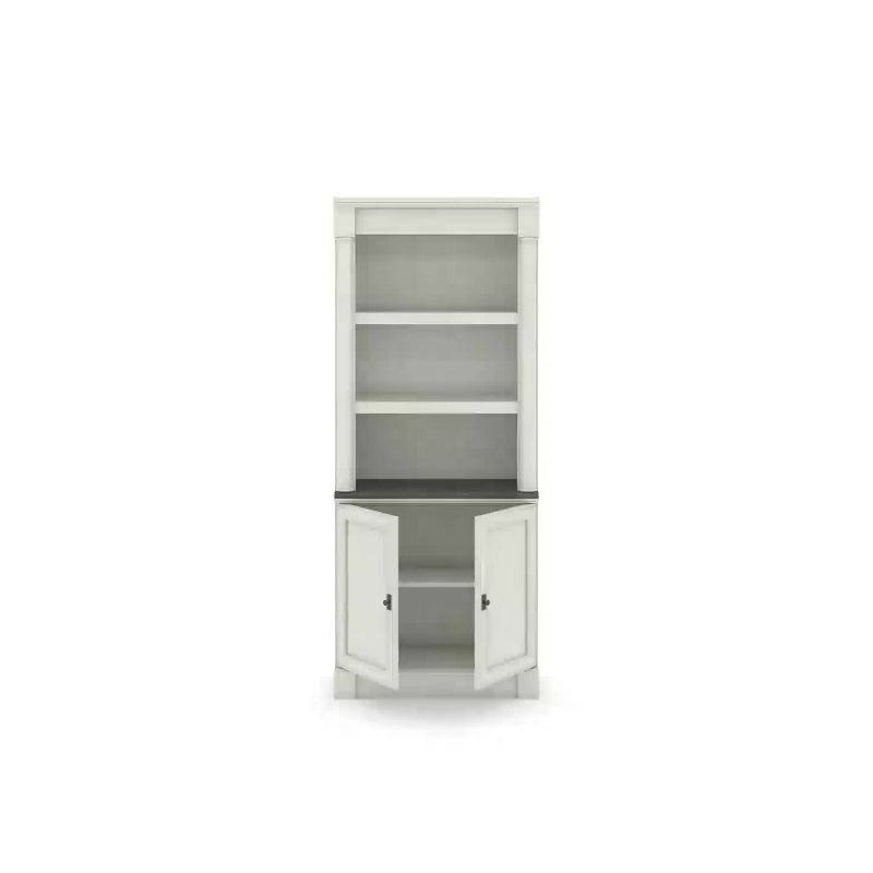 Sauder 71.85"Palladia Library with Doors Glacier Oak: Adjustable, Laminated, 5-Shelf Storage: Metal Hardware, MDF Frame