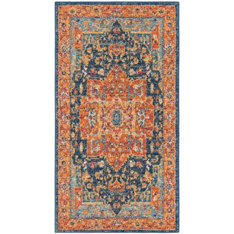 Evoke EVK275 Power Loomed Indoor Accent Rug - Blue/Orange - 2'2"x4' - Safavieh