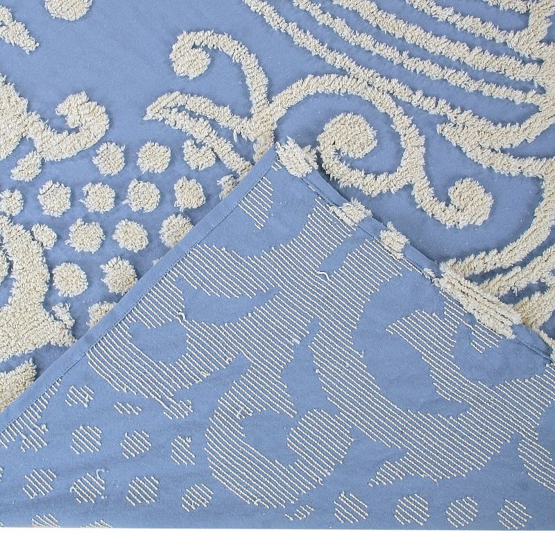 Twin Florence Collection 100% Cotton Tufted Unique Luxurious Medallion Design Bedspread Blue - Better Trends