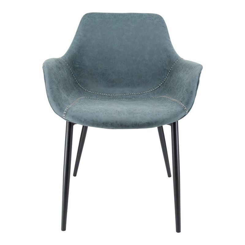 LeisureMod Markley Leather Dining Chair with Black Metal Legs