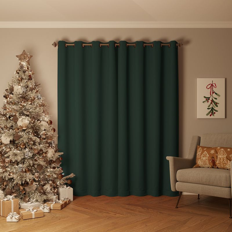 52"x108" Sun Zero Blackout Oslo Theater Grade Grommet Curtain Panel Evergreen: Modern Energy Efficient Noise Reduction